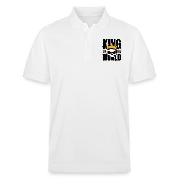 Totenkopf mit Krone King of the World - Stanley/Stella Unisex Bio-Poloshirt PREPSTER - Weiß - Vorne - Roxy (174cm) & Andy (188cm)