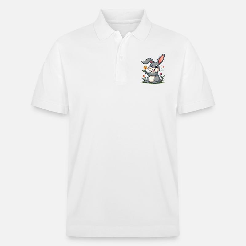 Drôle Lapin de Pâques Lapin mignon Pâques - Polo PREPSTER bio Stanley/Stella Unisexe - blanc
