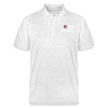 I Love My Hot & Crazy Girlfriend, I Love My GF - Stanley/Stella Unisex Organic Polo Shirt PREPSTER - heather white - Front - Roxy (174cm) & Andy (188cm)
