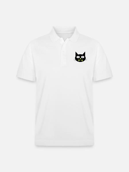 Halloween vampire cat with canines - Stanley/Stella Unisex Organic Polo Shirt PREPSTER - white
