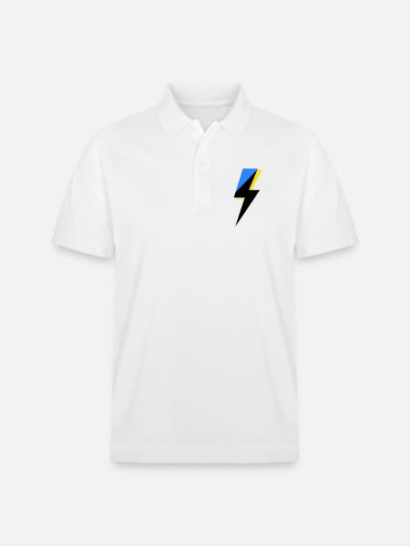 Blue and Yellow Geometry - Stanley/Stella Unisex Organic Polo Shirt PREPSTER - white