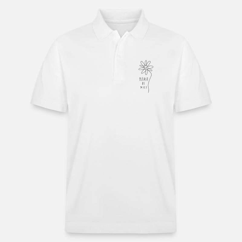 Please be nice – Friendly Minimal Statement - Stanley/Stella Unisex Organic Polo Shirt PREPSTER - white