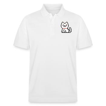 8-BIT WHITE CAT - Stanley/Stella Unisex Organic Polo Shirt PREPSTER - white - Front - Roxy (174cm) & Andy (188cm)