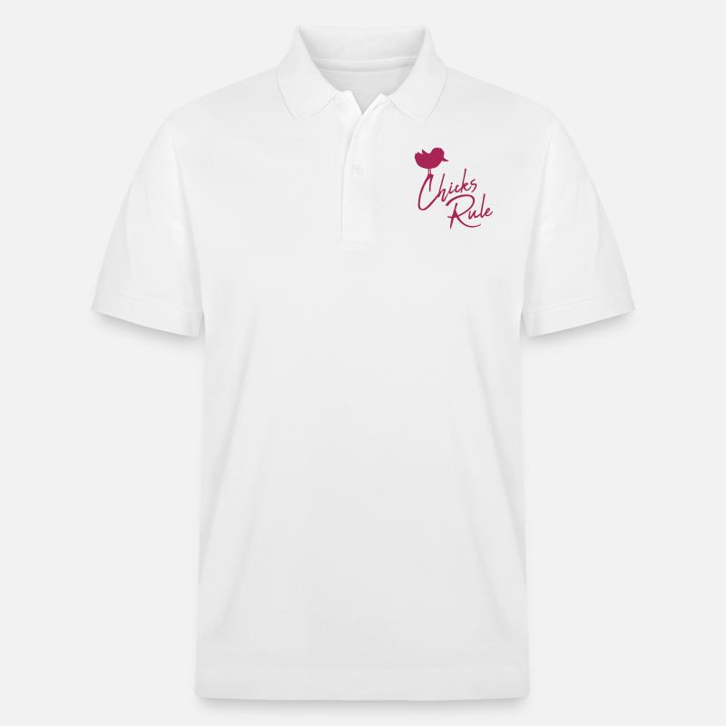 Chicks Rule mignon petit oiseau - Polo PREPSTER bio Stanley/Stella Unisexe - blanc