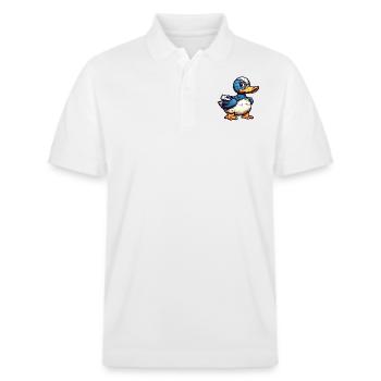 Petit canard en look bande dessinée et dessin animé - Polo PREPSTER bio Stanley/Stella Unisexe - blanc - Devant - Roxy (174cm) & Andy (188cm)