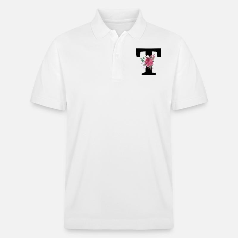 Buchstabe t blumig - Stanley/Stella Unisex Bio-Poloshirt PREPSTER - Weiß