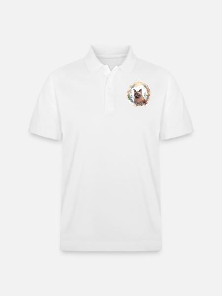 Burmese Cat Boho Elements, Cats - Stanley/Stella Unisex Organic Polo Shirt PREPSTER - white