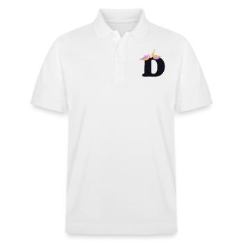 Unicorn Letter Rainbow Style "D" | be unique - Stanley/Stella Unisex Organic Polo Shirt PREPSTER - white - Front - Roxy (174cm) & Andy (188cm)