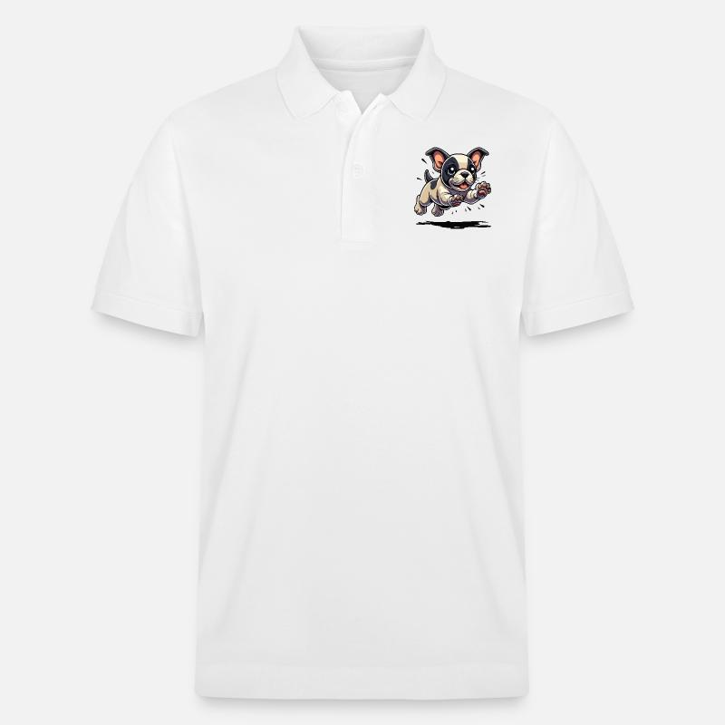 Sauts de chiot bouledogue français - Polo PREPSTER bio Stanley/Stella Unisexe - blanc