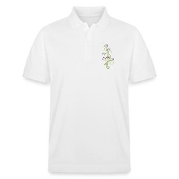 Ranke mit Blumen, Blättern und Schmetterlingen - Stanley/Stella Unisex Bio-Poloshirt PREPSTER - Weiß - Vorne - Roxy (174cm) & Andy (188cm)