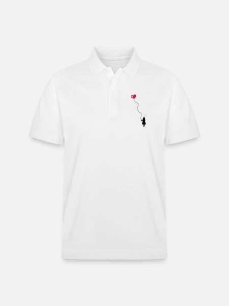 Silhuet af en lille pige med et hjerte ballon. - Stanley/Stella PREPSTER økologisk unisex poloshirt - hvid