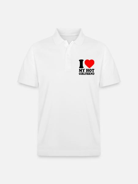I love my girlfriend - Stanley/Stella uniseks bio poloshirt PREPSTER - wit