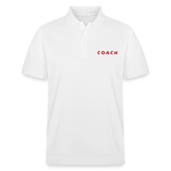 COACH - Stanley/Stella Unisex Bio-Poloshirt PREPSTER - Weiß - Vorne - Roxy (174cm) & Andy (188cm)
