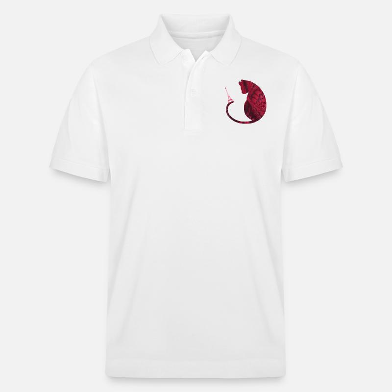 katze mit eiffelturm e 68 - Stanley/Stella Unisex Bio-Poloshirt PREPSTER - Weiß