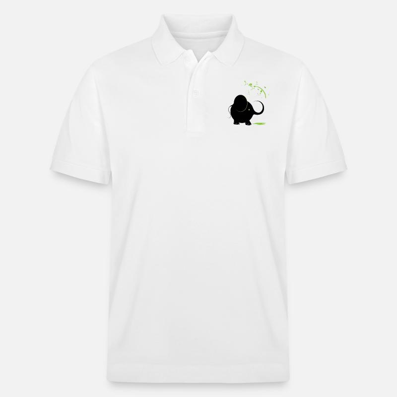 Éléphant noir avec peinture verte - Polo PREPSTER bio Stanley/Stella Unisexe - blanc