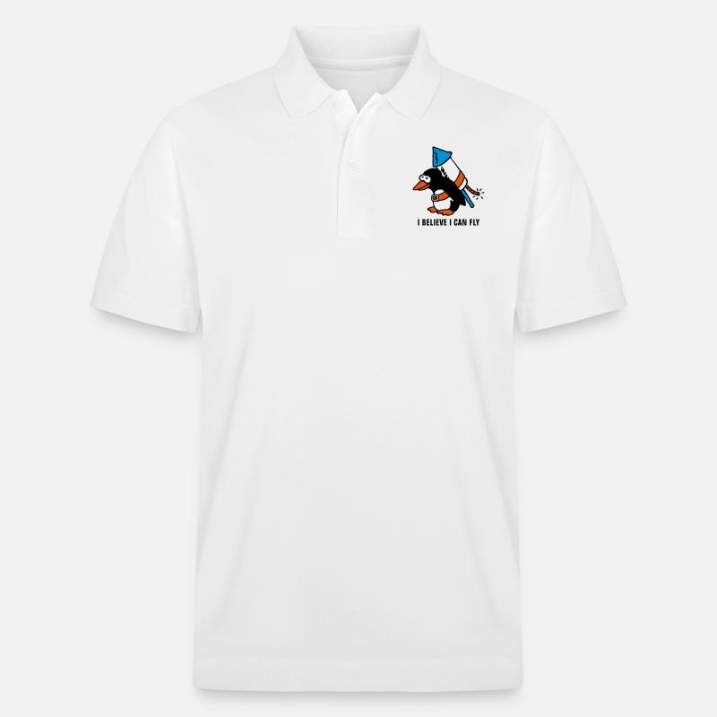 rocket_pinguin_white_b_3c - Stanley/Stella Unisex Bio-Poloshirt PREPSTER - Weiß