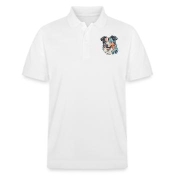 Australischer Schäferhund - Stanley/Stella Unisex Bio-Poloshirt PREPSTER - Weiß - Vorne - Roxy (174cm) & Andy (188cm)