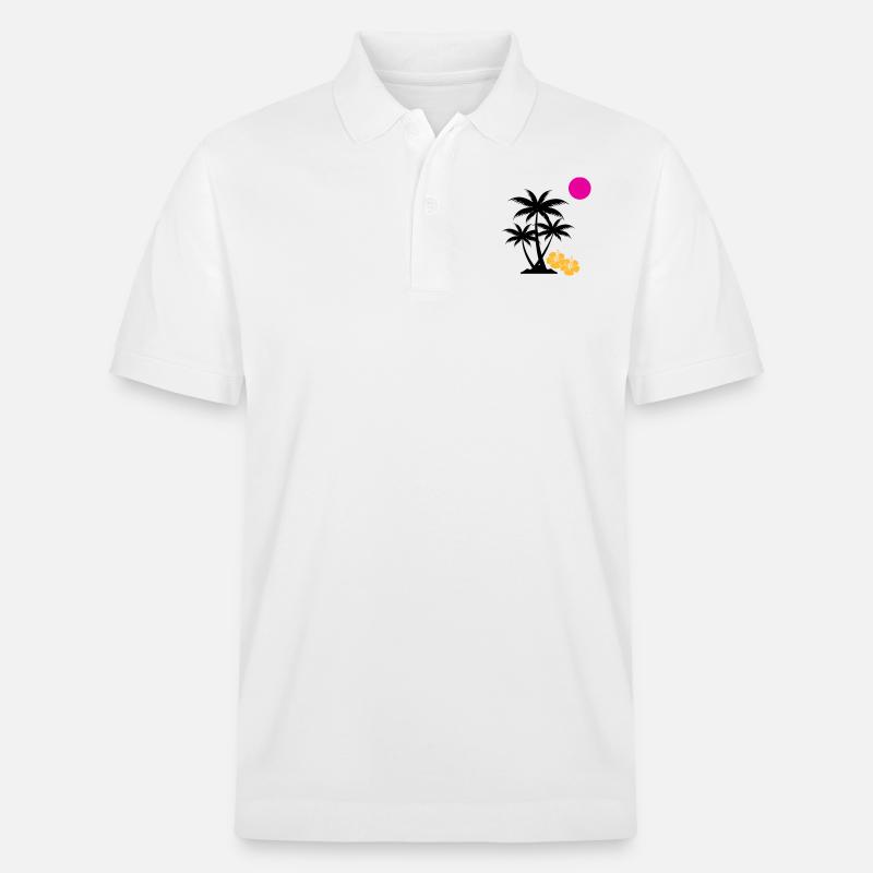 Palm Coucher de soleil - Polo PREPSTER bio Stanley/Stella Unisexe - blanc