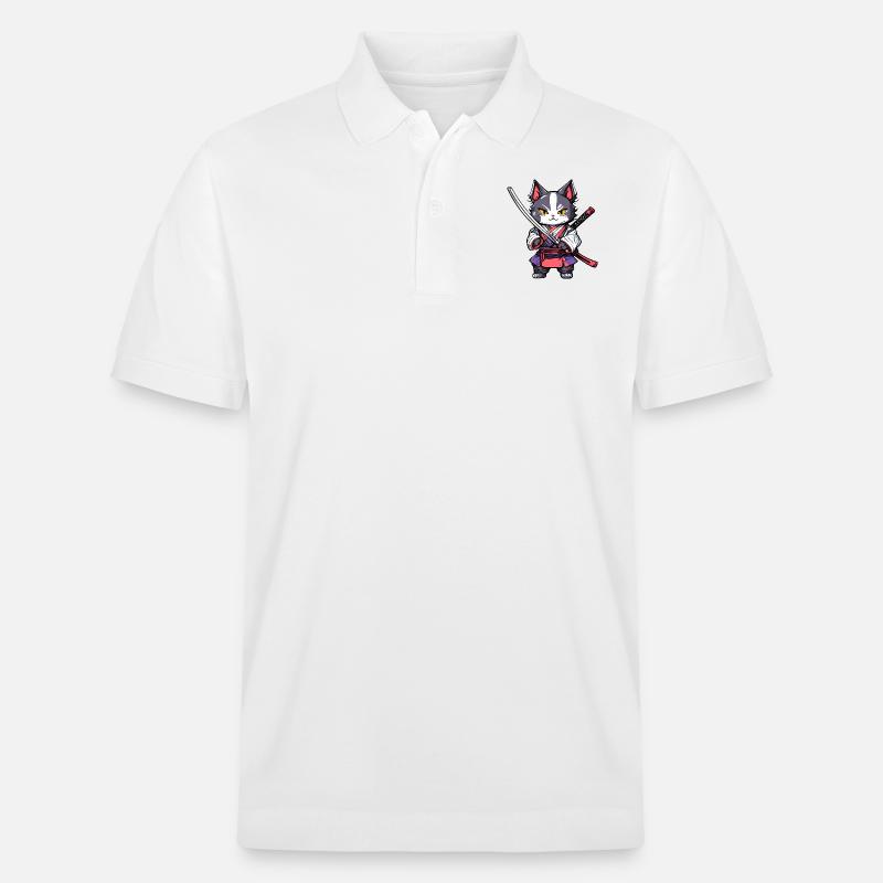 Chat samouraï #20 - Polo PREPSTER bio Stanley/Stella Unisexe - blanc