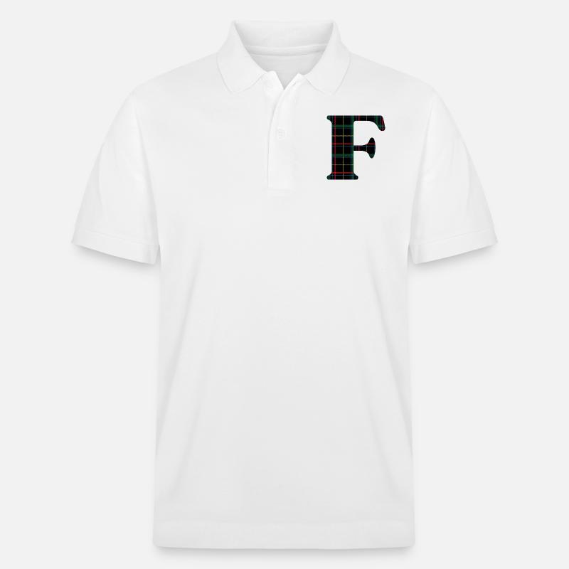 Monogramm f Schottischer Tartan - Stanley/Stella Unisex Bio-Poloshirt PREPSTER - Weiß