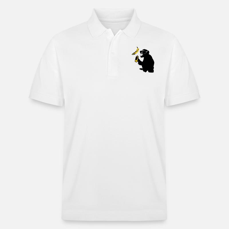 affe sprüht banane - Stanley/Stella Unisex Bio-Poloshirt PREPSTER - Weiß