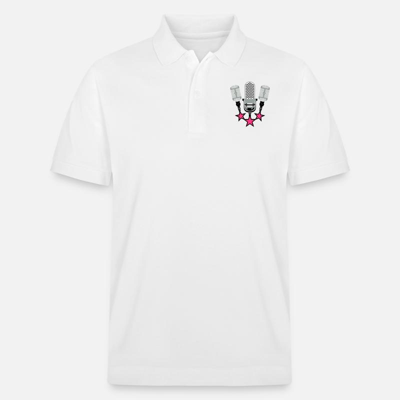 old microphone microphone 20063 - Stanley/Stella Unisex Organic Polo Shirt PREPSTER - white