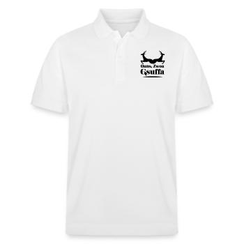 Oans Zwoa Gsuffa - - Wiesn - Stanley/Stella Unisex Bio-Poloshirt PREPSTER - Weiß - Vorne - Roxy (174cm) & Andy (188cm)