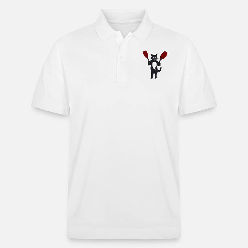 Katze mit Paddel 1 - Stanley/Stella Unisex Bio-Poloshirt PREPSTER - Weiß