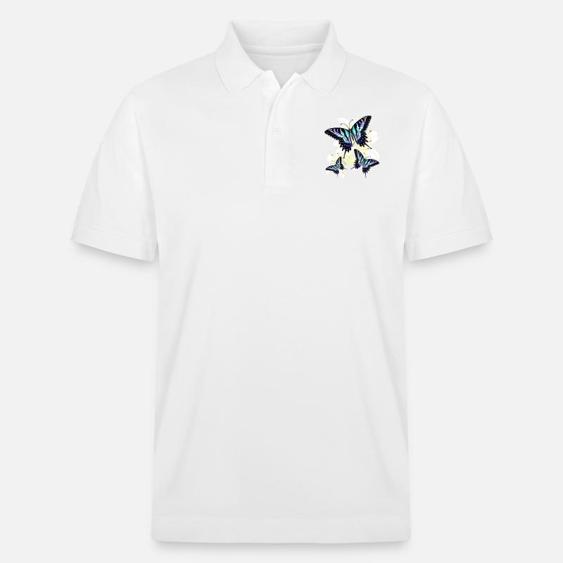 Blauer Schwalbenschwanz - Stanley/Stella Unisex Bio-Poloshirt PREPSTER - Weiß