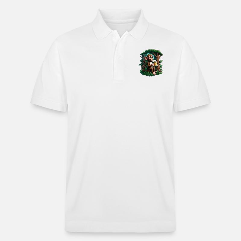 Lässiger Bieraffe - Stanley/Stella Unisex Bio-Poloshirt PREPSTER - Weiß