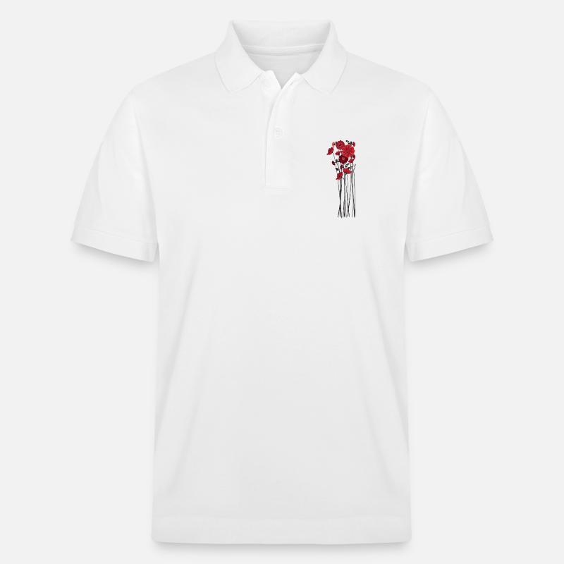 Illustration de fleurs de galets - Polo PREPSTER bio Stanley/Stella Unisexe - blanc