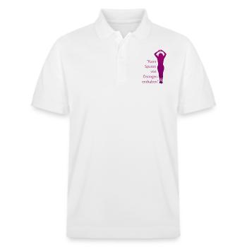 Kann Spuren von Östrogen enthalten - Stanley/Stella Unisex Bio-Poloshirt PREPSTER - Weiß - Vorne - Roxy (174cm) & Andy (188cm)