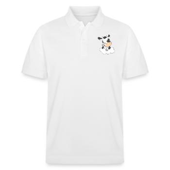 Cow Thinking - Stanley/Stella Unisex Bio-Poloshirt PREPSTER - Weiß - Vorne - Roxy (174cm) & Andy (188cm)