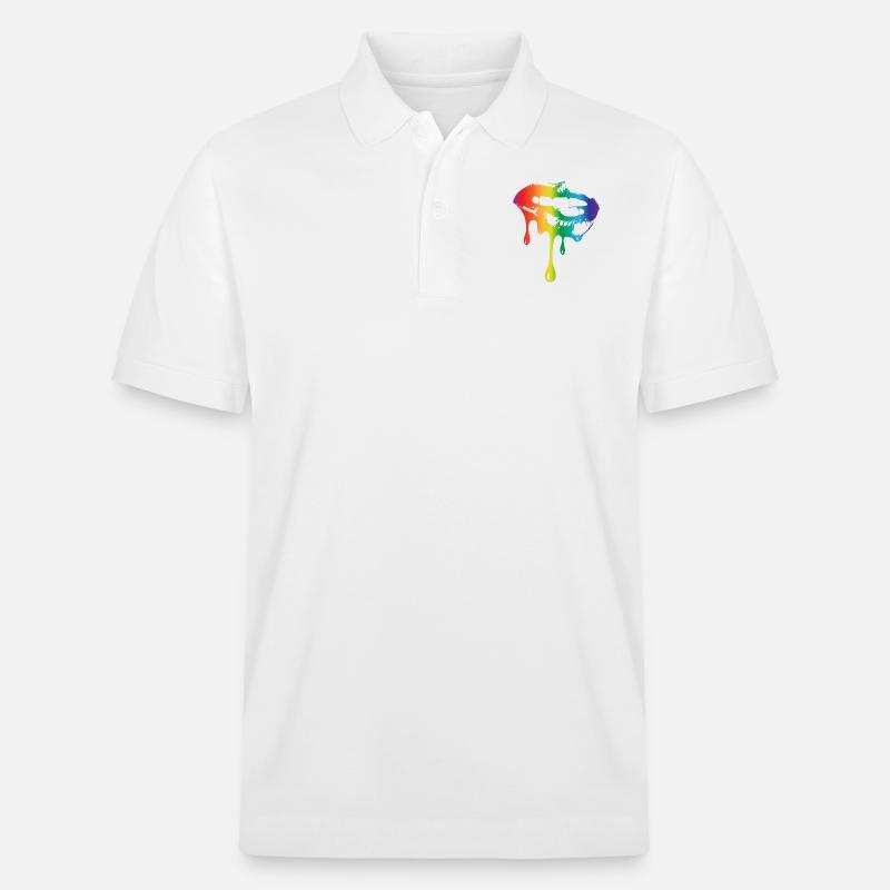 Lips Regenbogen - Stanley/Stella Unisex Bio-Poloshirt PREPSTER - Weiß