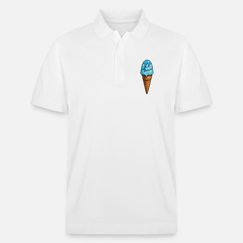 Blaues Eiscreme Cartoon Eiswaffel - Stanley/Stella Unisex Bio-Poloshirt PREPSTER - Weiß