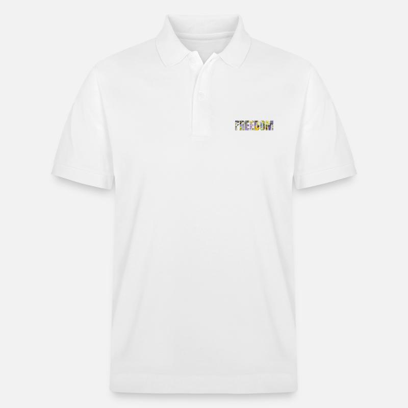 Freedom texte en fleurs - Polo PREPSTER bio Stanley/Stella Unisexe - blanc