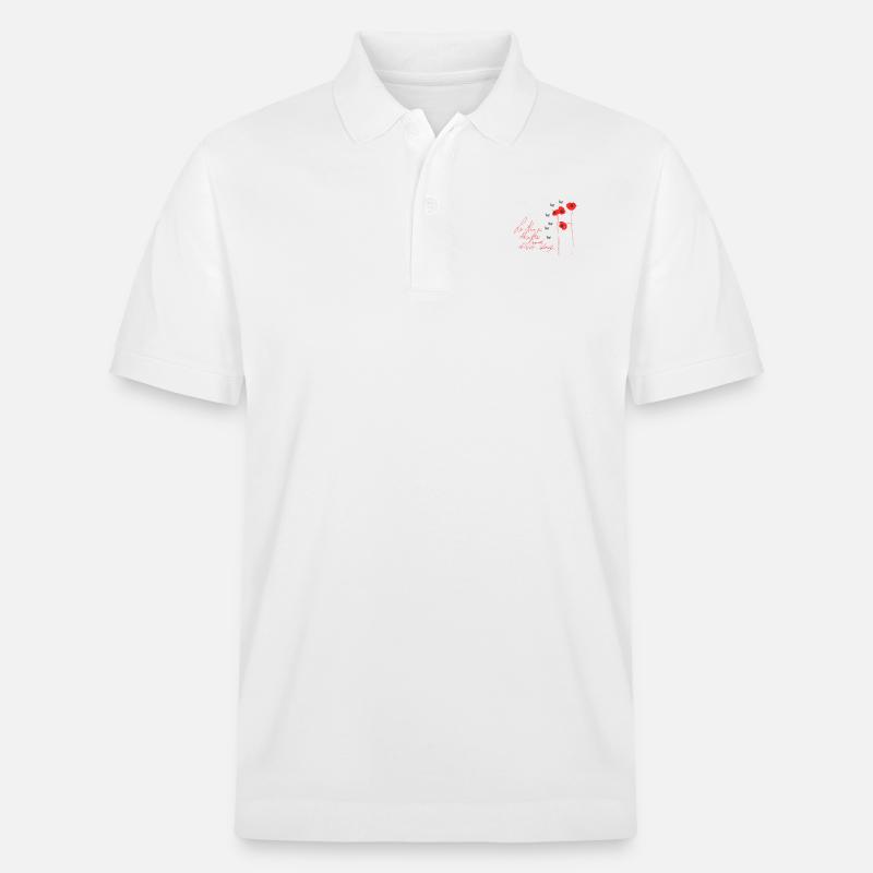 Mohnblumen Shirt, Geschenk,Geschenkidee, Geburt - Stanley/Stella Unisex Bio-Poloshirt PREPSTER - Weiß