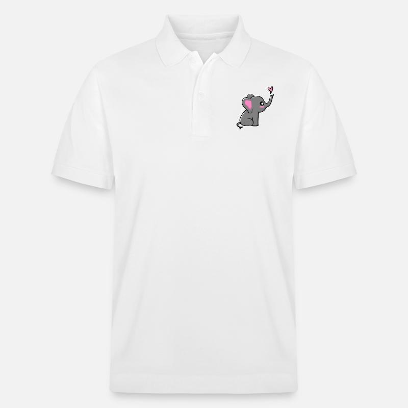 Elefant mit Herzchen - Stanley/Stella Unisex Bio-Poloshirt PREPSTER - Weiß