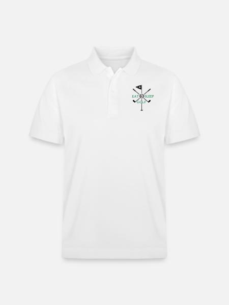 Eat Sleep Golf (2c) - Stanley/Stella Unisex Organic Polo Shirt PREPSTER - white