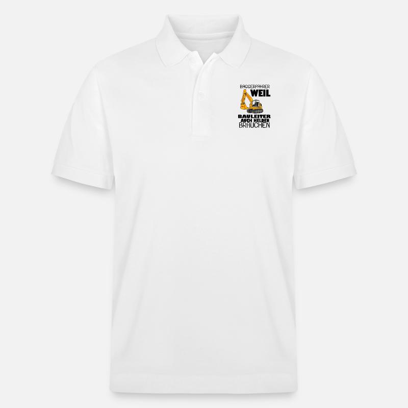 Bauleiter Held Baggerfahrer Spruch - Stanley/Stella Unisex Bio-Poloshirt PREPSTER - Weiß