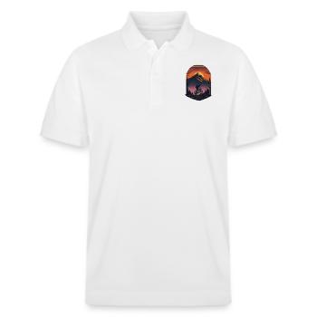 Retro bike in the mountains - Stanley/Stella Unisex Organic Polo Shirt PREPSTER - white - Front - Roxy (174cm) & Andy (188cm)