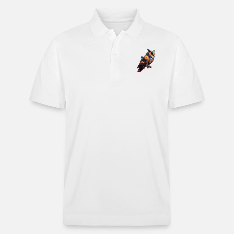Bunte abstrakte Eule - Stanley/Stella Unisex Bio-Poloshirt PREPSTER - Weiß