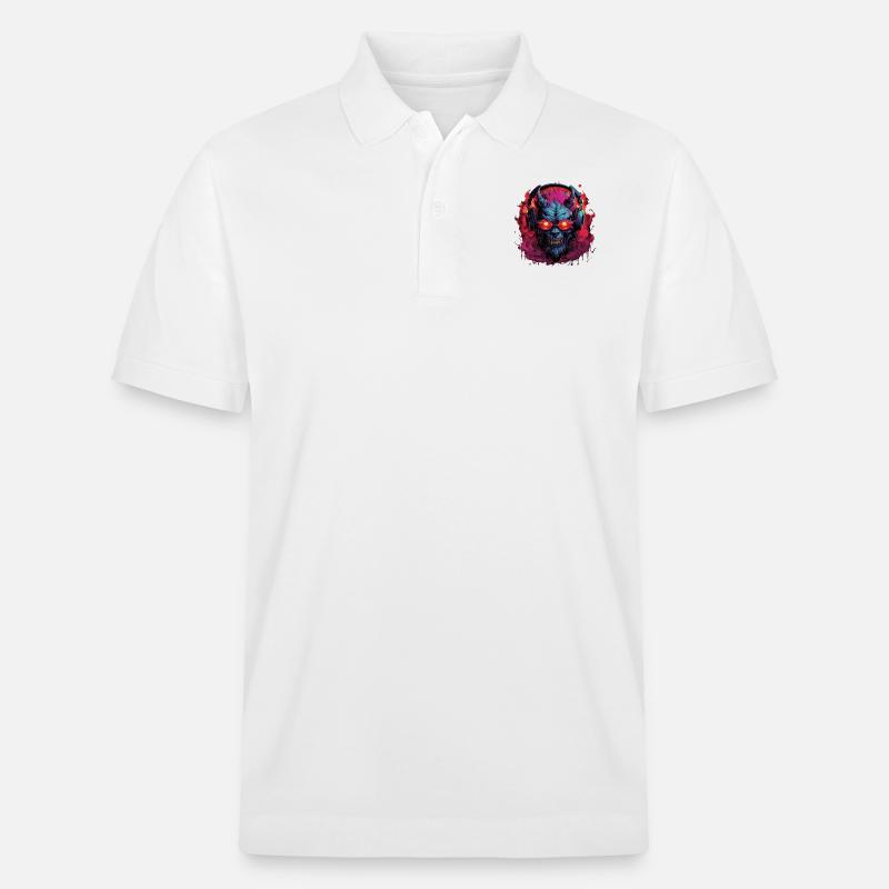 Teufel Dämom Monster mit Kopfhörer - Stanley/Stella Unisex Bio-Poloshirt PREPSTER - Weiß
