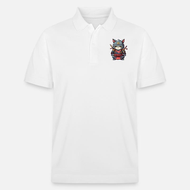 Samurai-Katze #17 - Stanley/Stella Unisex Bio-Poloshirt PREPSTER - Weiß
