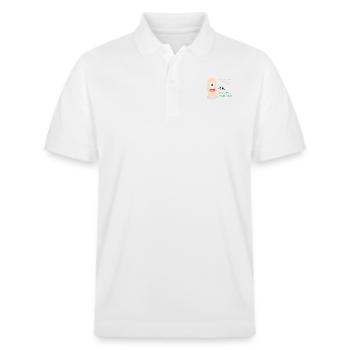 Ich bin nicht komisch - Stanley/Stella Unisex Bio-Poloshirt PREPSTER - Weiß - Vorne - Roxy (174cm) & Andy (188cm)