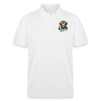 « Happy-go-Lucky Monkey : Le singe le plus cool de la jungle - Polo PREPSTER bio Stanley/Stella Unisexe - blanc - Devant - Roxy (174cm) & Andy (188cm)