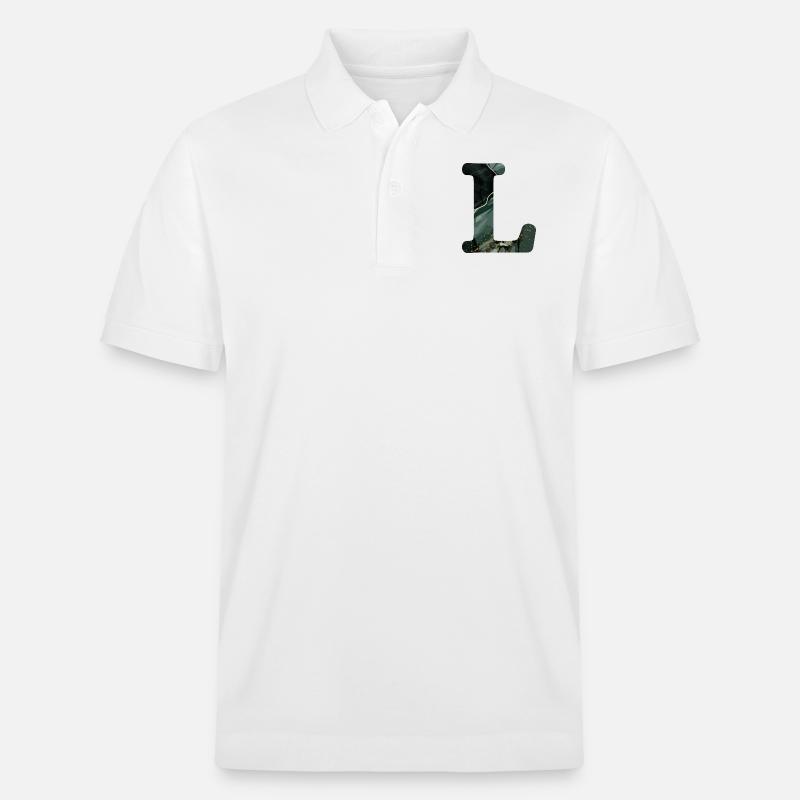 Lettre l marbré vert - Polo PREPSTER bio Stanley/Stella Unisexe - blanc