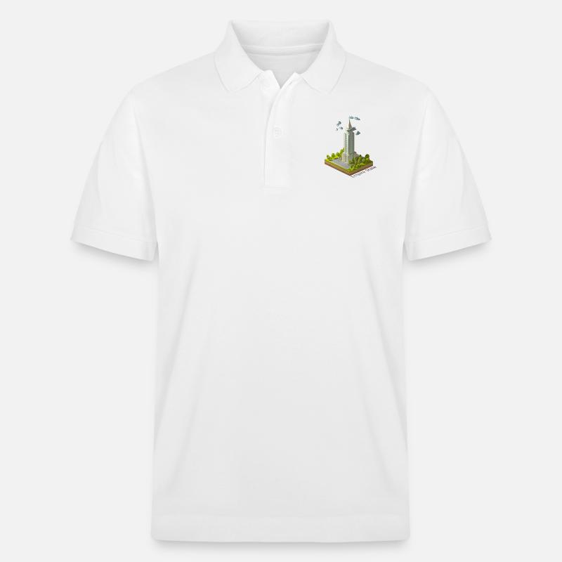 Geometrisches Low-Poly-Empire-Gebäude - Stanley/Stella Unisex Bio-Poloshirt PREPSTER - Weiß