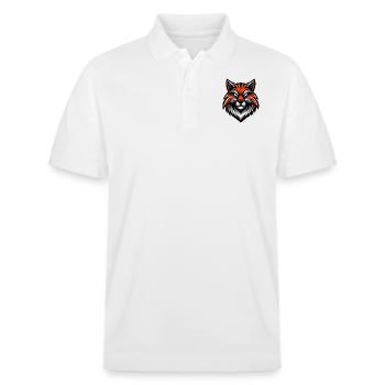 Ingwer Katze Illustration - Stanley/Stella Unisex Bio-Poloshirt PREPSTER - Weiß - Vorne - Roxy (174cm) & Andy (188cm)