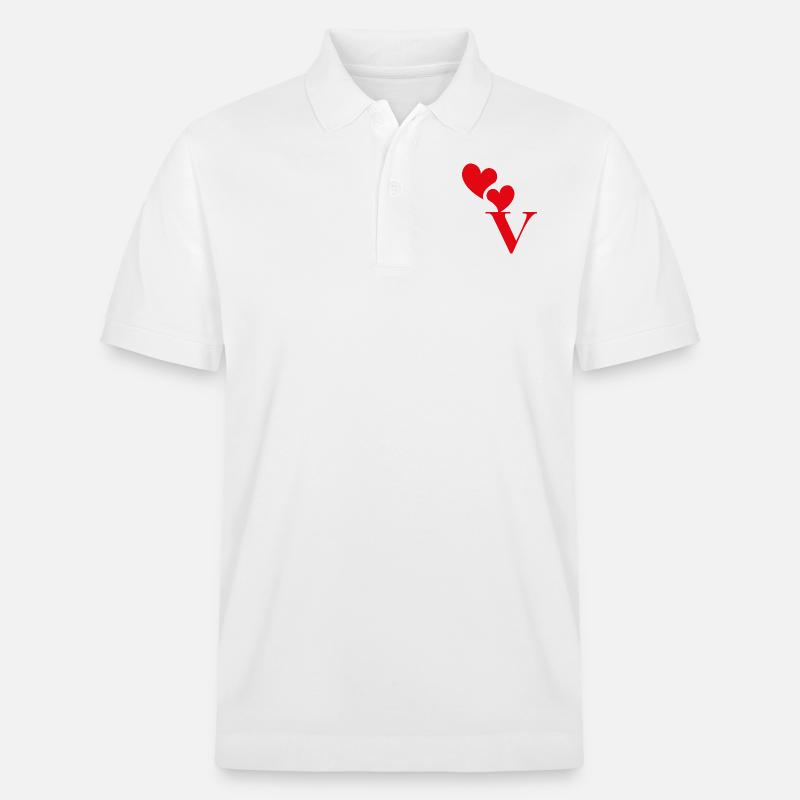 Buchstabe v rotes Herz - Stanley/Stella Unisex Bio-Poloshirt PREPSTER - Weiß